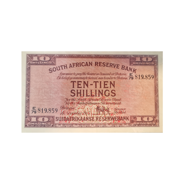 South African Reserve Bank Ten Shilling Eng/Afr 16 Nov 1945 S/N E/79 819859