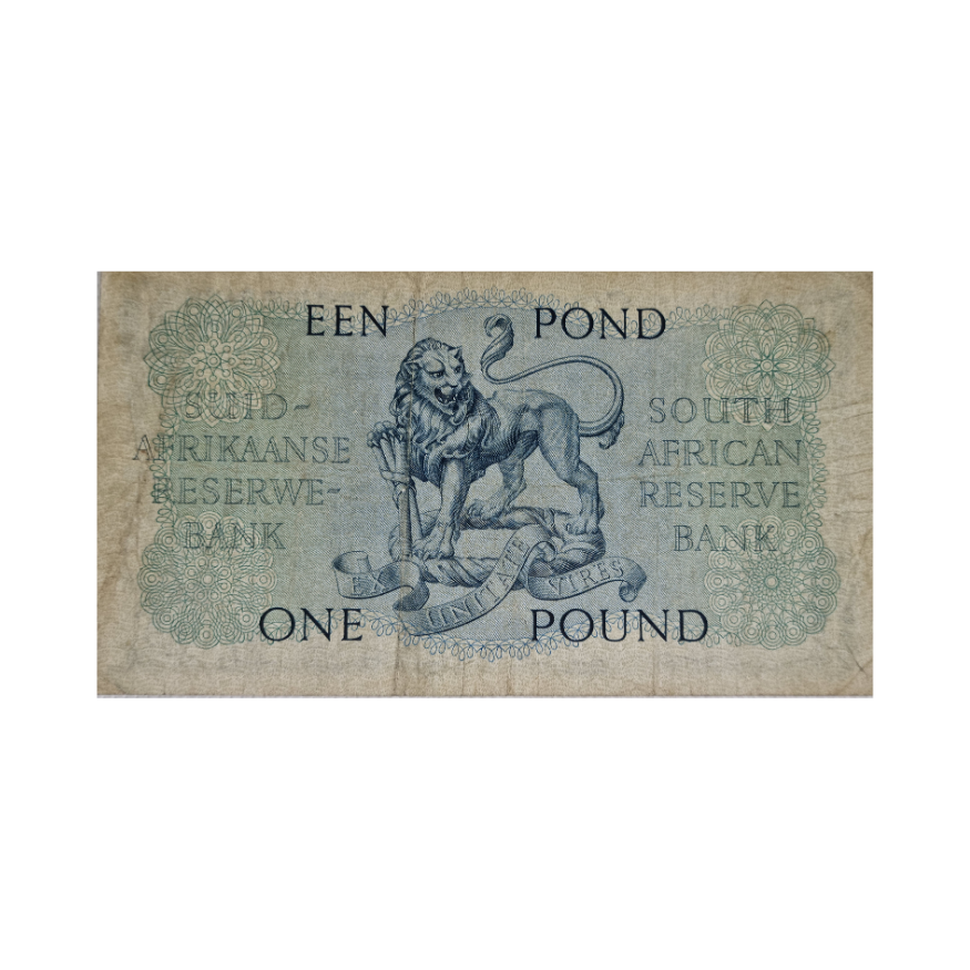 South African Reserve Bank One Pound Eng/Afr 1948 S/N:B9 508705 - Image 2