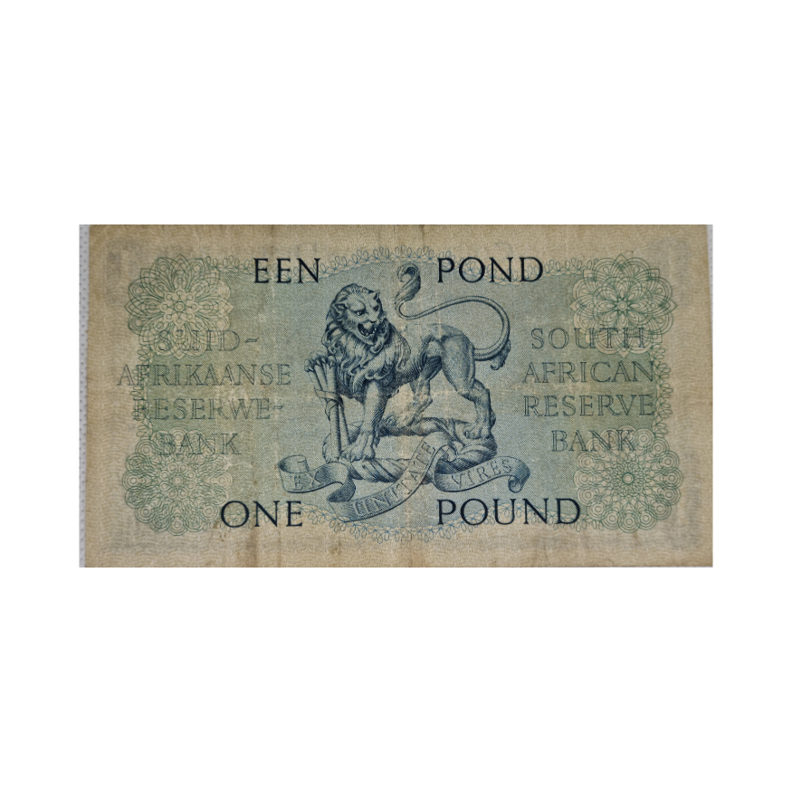 South African Reserve Bank One Pound Eng/Afr 1954 S/N: B177 181662 - Image 2