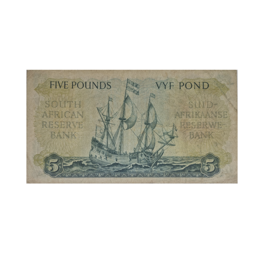 South African Reserve Bank Five Pounds Eng/Afr 16/11/1948 S/N: C4/859726 - Image 2