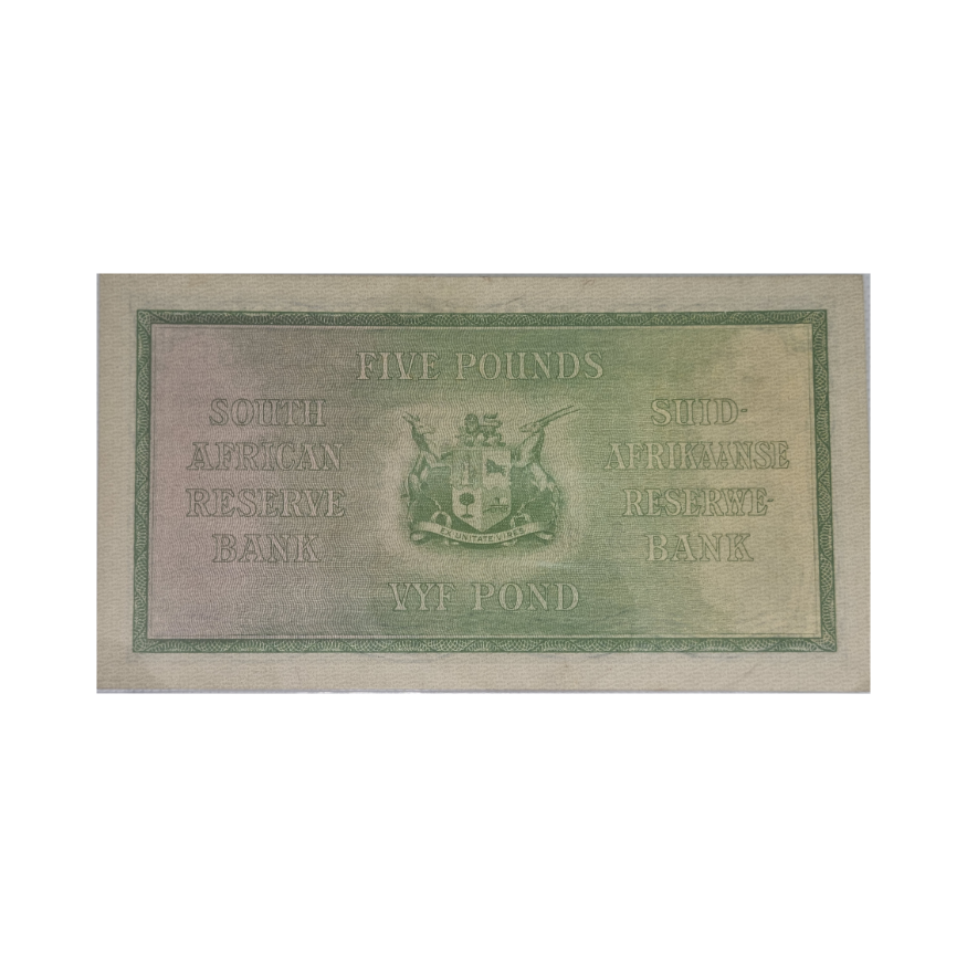South African Reserve Bank Five Pounds Eng/Afr 1942 S/N: B21/823745 - Image 2
