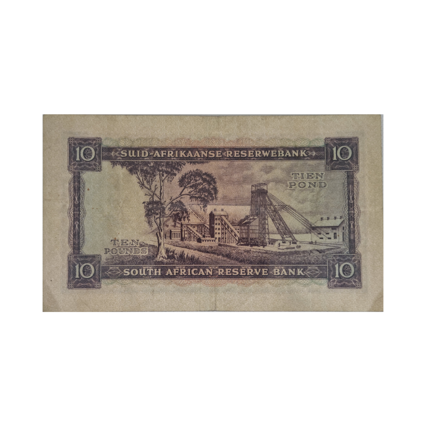 South African Reserve Bank Ten Pound Afr/Eng 10/8/1955 S/N: D2/764470 - Image 2