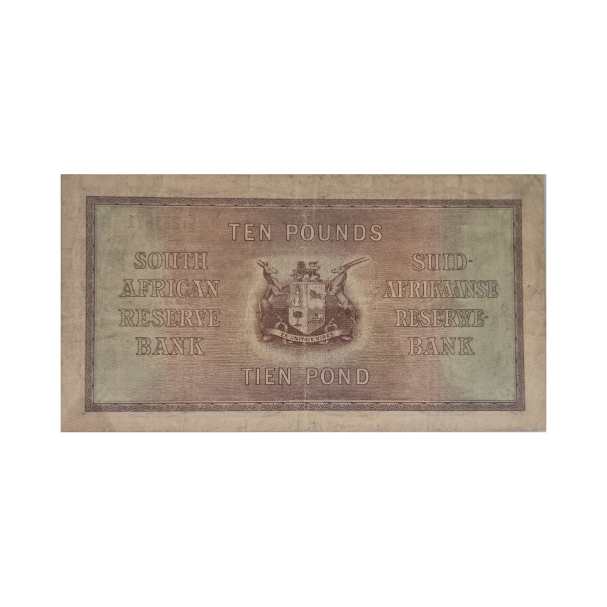 South African Reserve Bank Ten Pound Eng/Afr 19/4/1943 S/N: F2/235871 - Image 2