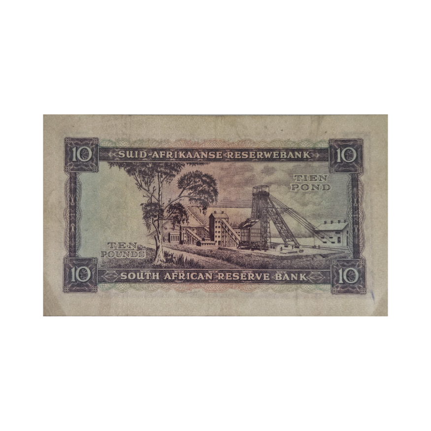 South African Reserve Bank Ten Pound Eng/Afr 10/8/1955 S/N: D2/850968 - Image 2