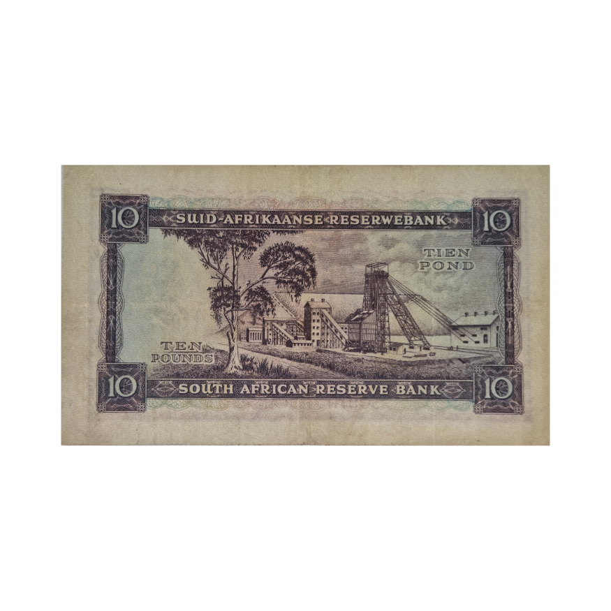 South African Reserve Bank Ten Pound Afr/Eng 10/8/1955 S/N: D2/909626 - Image 2