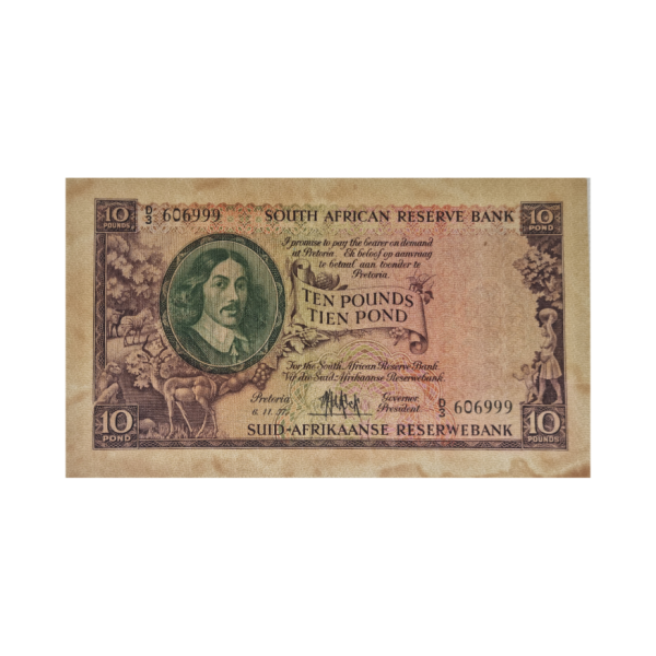 South African Reserve Bank Ten Pound Eng/Afr 6/11/1957 S/N: D3/606999