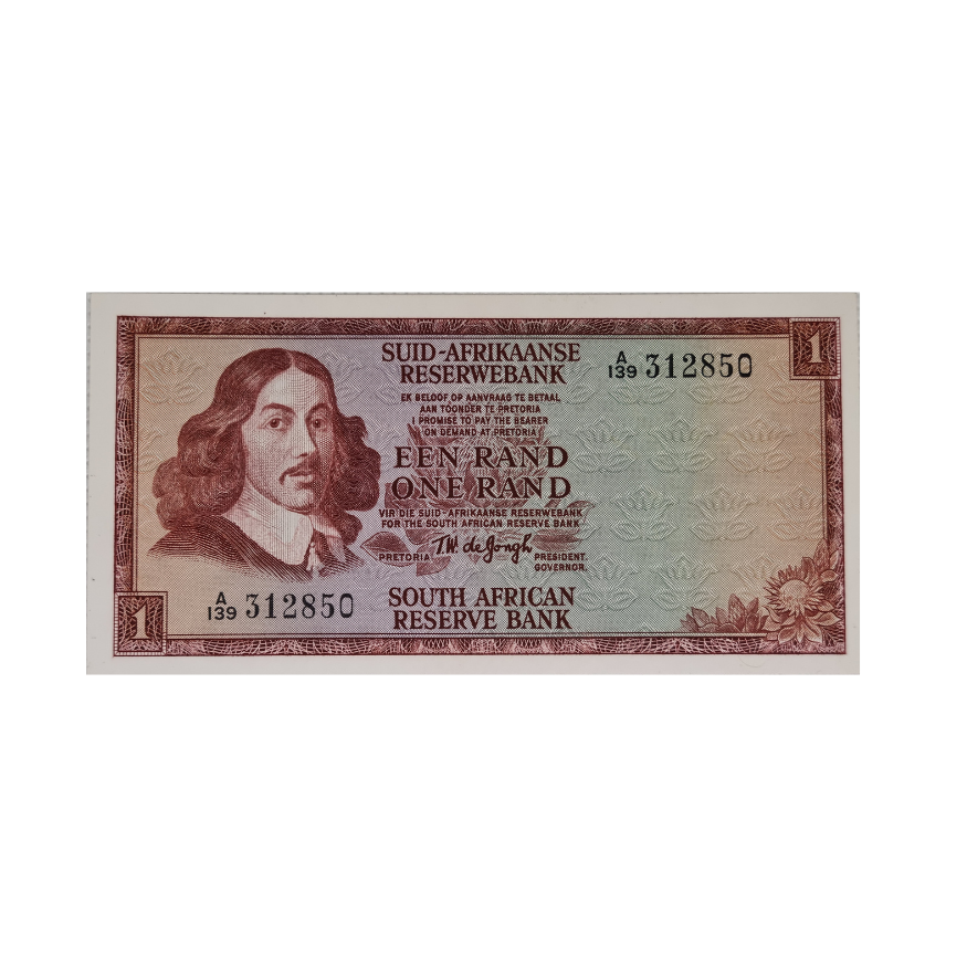South African Reserve Bank One Rand Afr/Eng 1967 S/N A139/312850