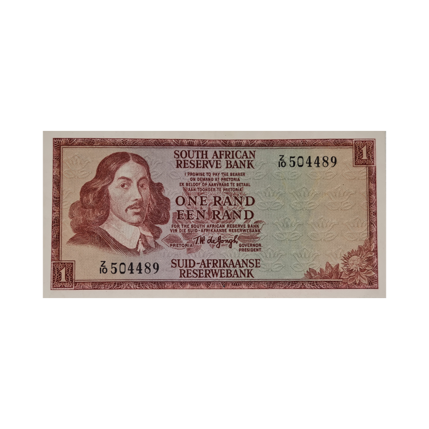 South African Reserve Bank One Rand Eng/Afr 1967 S/N Z10/504489