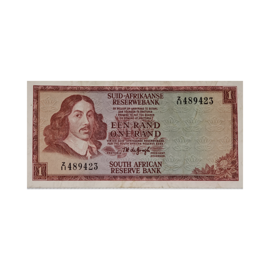South African Reserve Bank One Rand Afr/Eng 1967 S/N Z11/489423