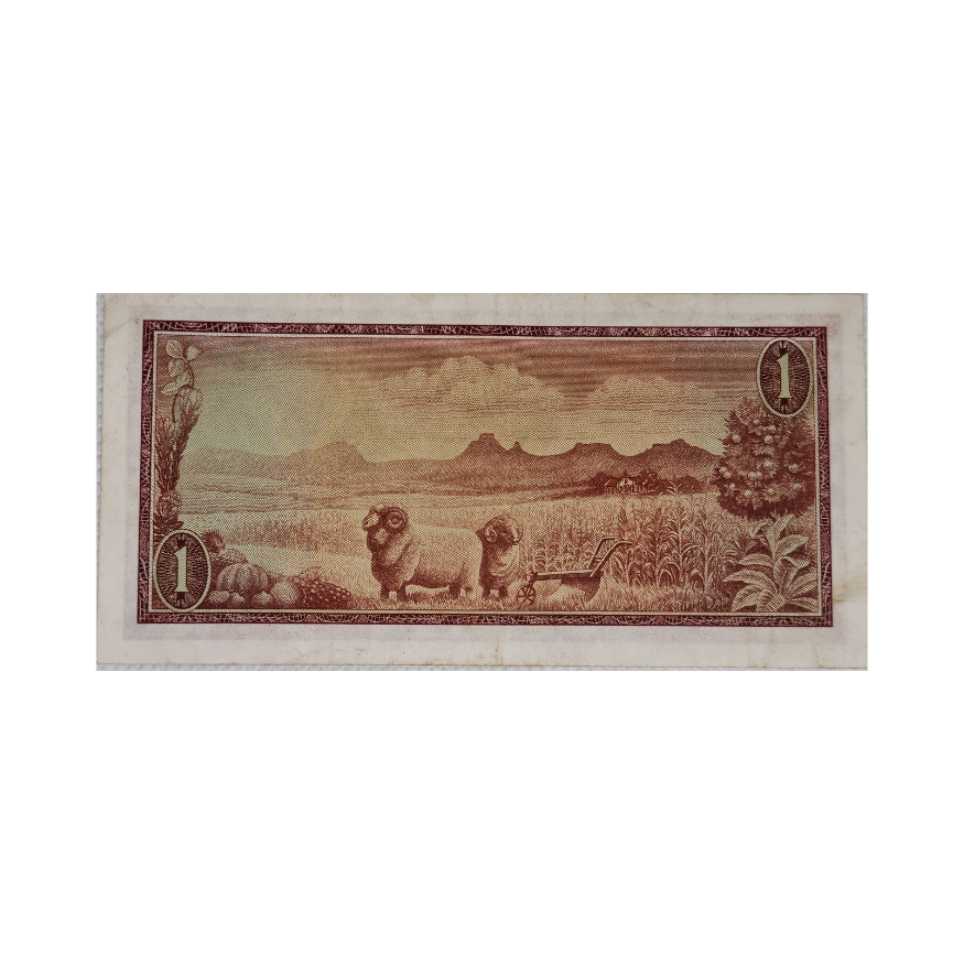 South African Reserve Bank One Rand Afr/Eng 1967 S/N Z11/489423 - Image 2