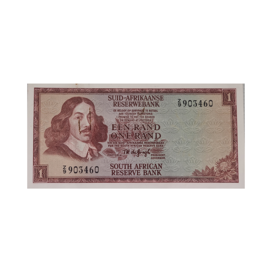 South African Reserve Bank One Rand 1967 Afr/Eng S/N: Z9/903460