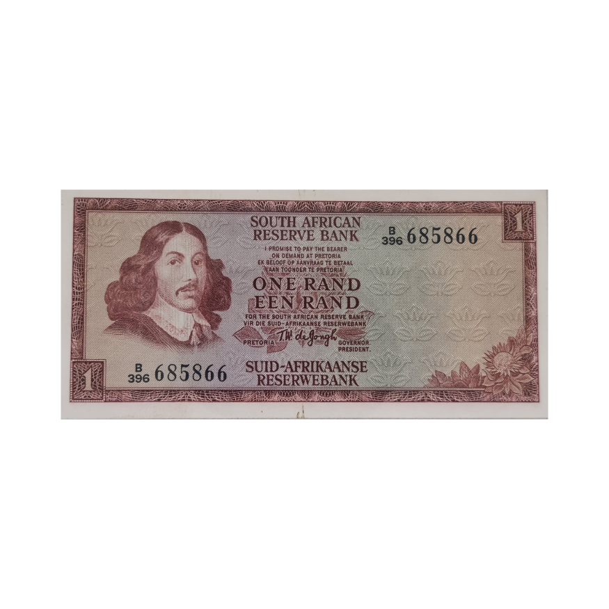 South African Reserve Bank One Rand 1975 Eng/Afr S/N: B396/685866