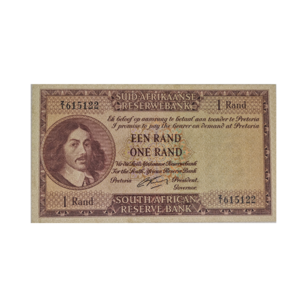 South Africa Reserve Bank One Rand Afr/Eng 1962 S/N: Z1/615122