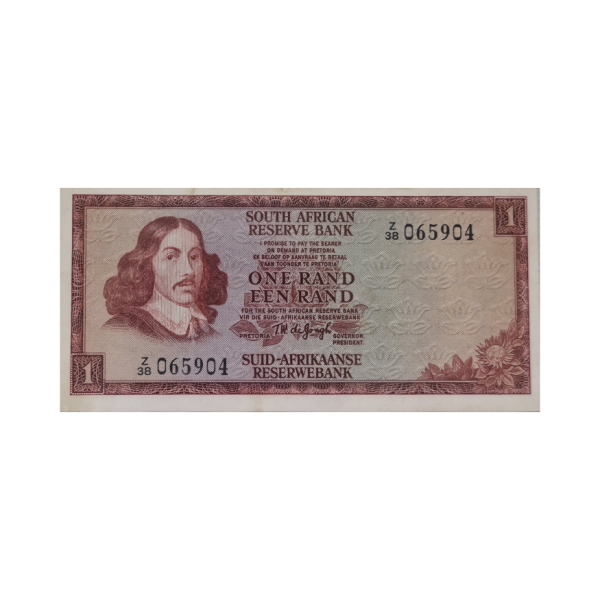 South African Reserve Bank One Rand Eng/Afr 1975 S/N: Z38/065904