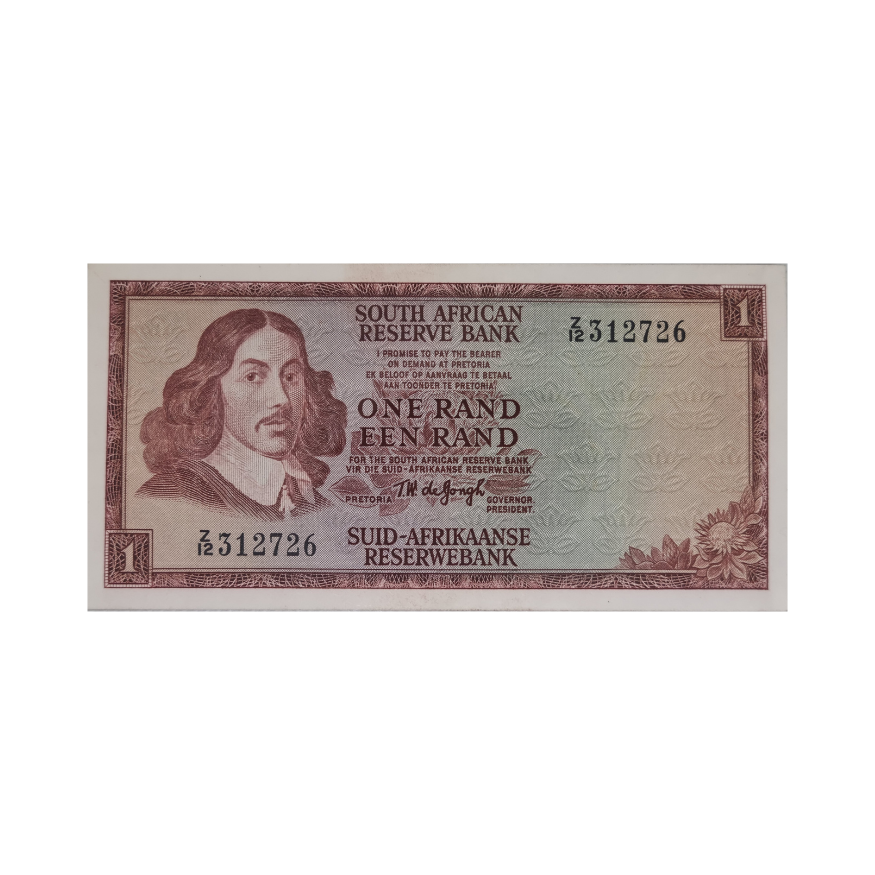 South African Reserve Bank One Rand Eng/Afr 1967 S/N: Z12/312726