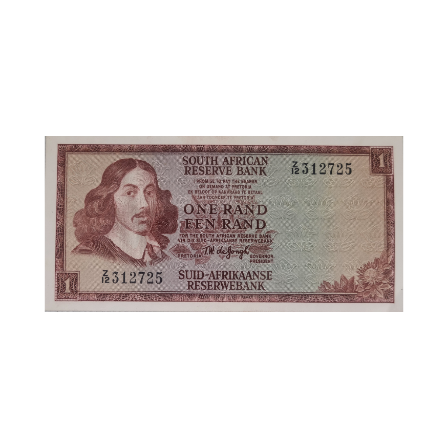 South African Reserve Bank One Rand Eng/Afr 1967 S/N: Z12/312725