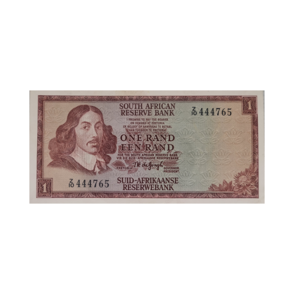 South African Reserve Bank One Rand Eng/Afr 1967 S/N: Z10/444765