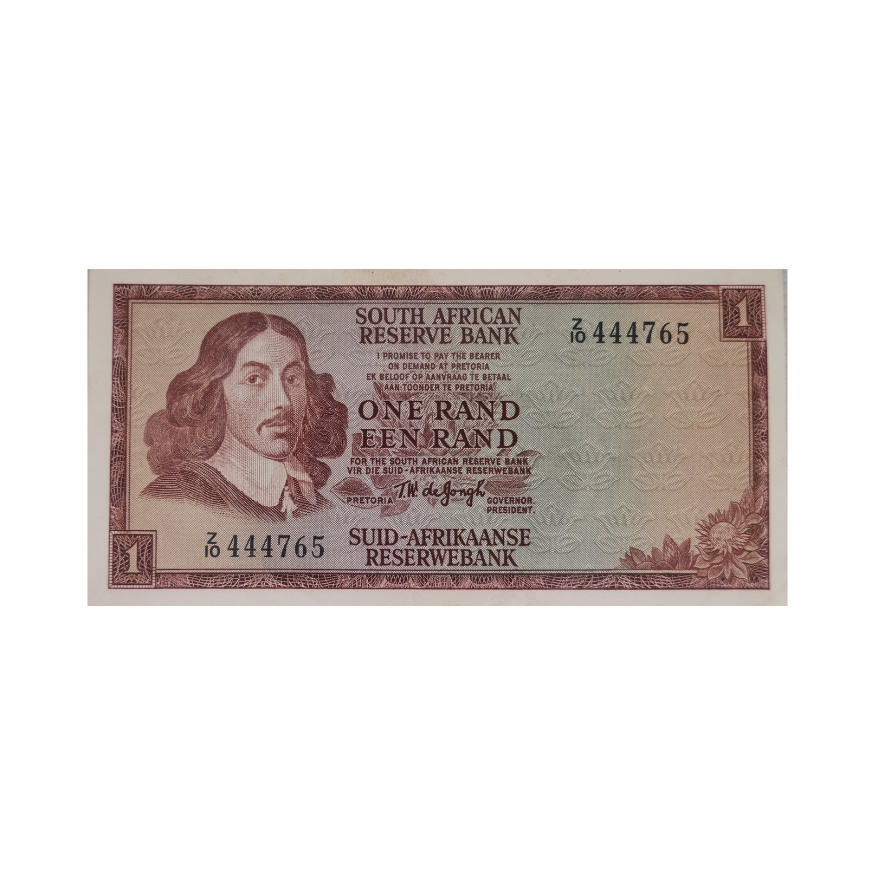 South African Reserve Bank One Rand Eng/Afr 1967 S/N: Z10/444765