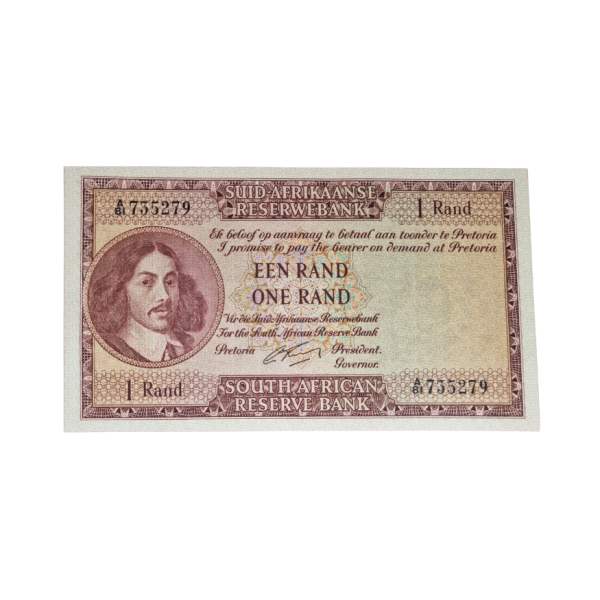 South African Reserve Bank One Rand 1962 Afr/Eng S/N: A81/735279
