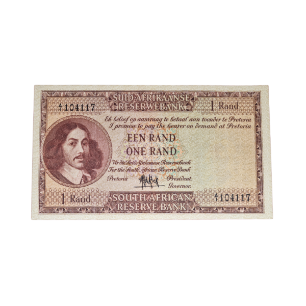 South African Reserve Bank One Rand 1961 Afr/Eng S/N: A1/104117