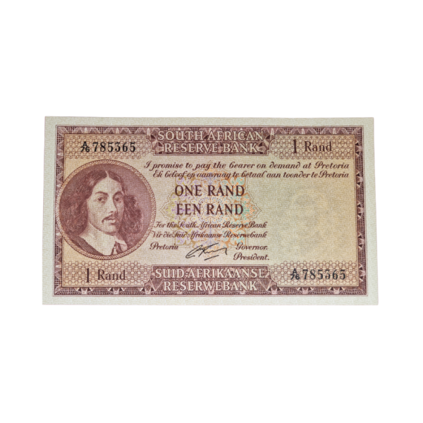 South African Reserve Bank One Rand 1962 Eng/Afr S/N: A76/785365