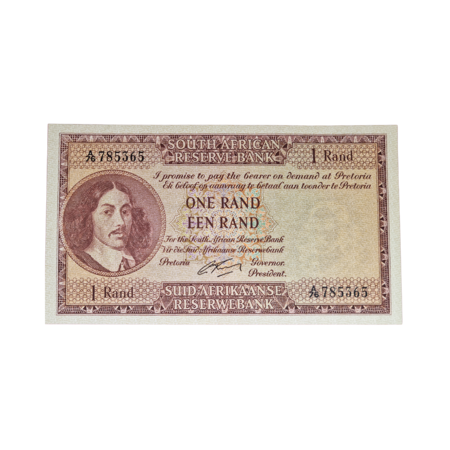 South African Reserve Bank One Rand 1962 Eng/Afr S/N: A76/785365