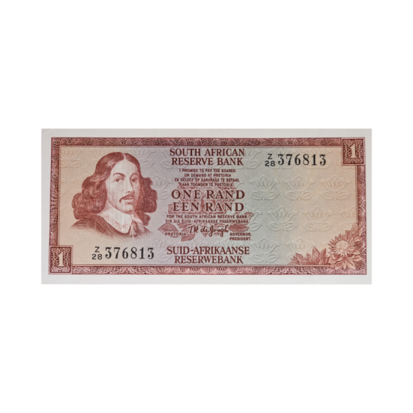 South African Reserve Bank One Rand 1973 Eng/Afr S/N: Z28/376813