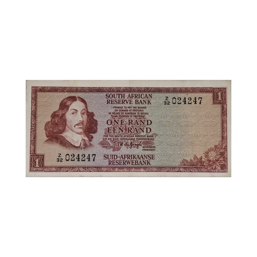 South African Reserve Bank One Rand Eng/Afr 1975 S/N: Z32/024247