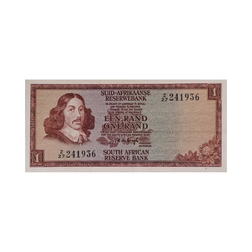 South African Reserve Bank One Rand Afr/Eng 1973 S/N: Z27/241936