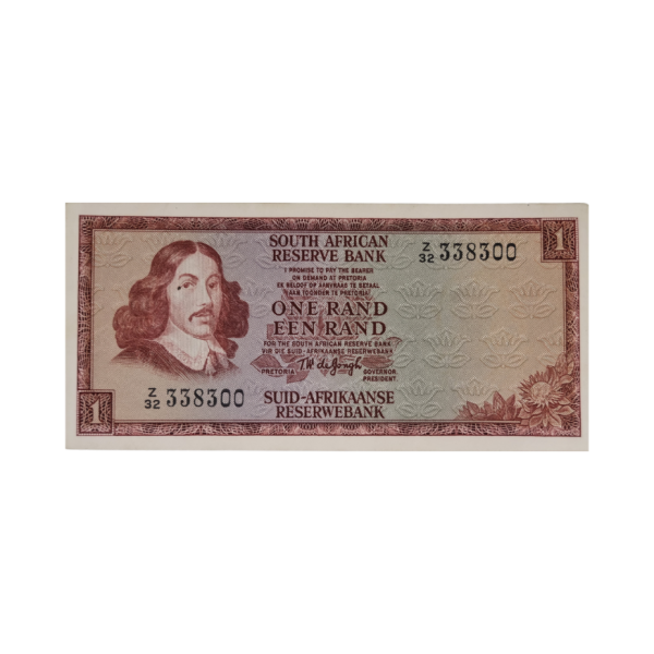 South African Reserve Bank One Rand Eng/Afr 1975 S/N: Z32/338300
