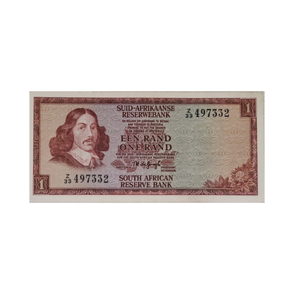 South African Reserve Bank One Rand Afr/Eng 1975 S/N: Z33/497332
