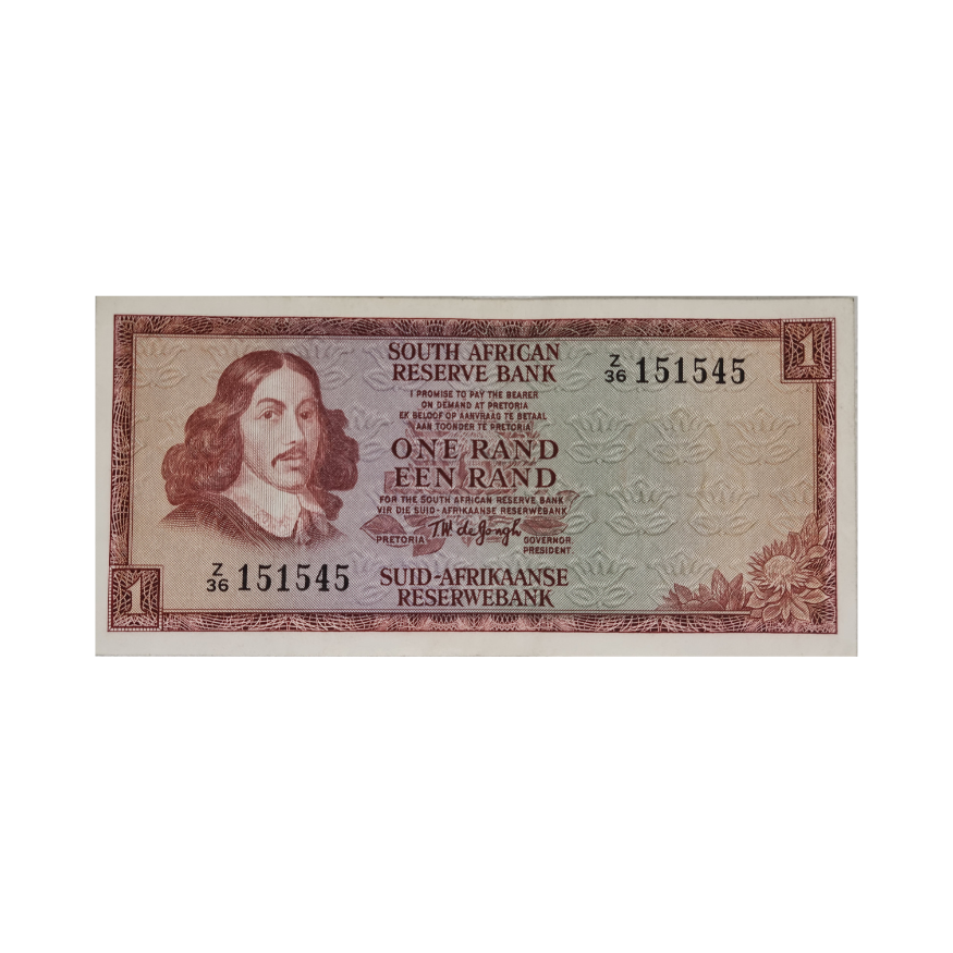 South African Reserve Bank One Rand Eng/Afr 1975 S/N: Z36/151545