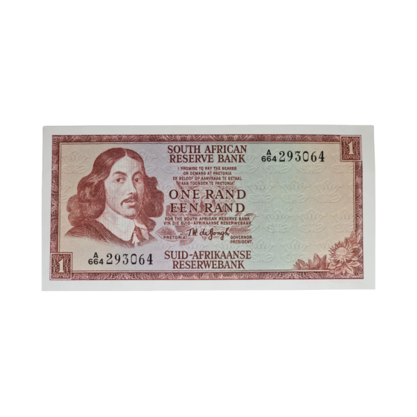 South African Reserve Bank One Rand 1972 Eng/Afr S/N: A664/293064