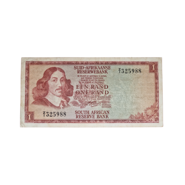 South African Reserve Bank One Rand 1966 Afr/Eng S/N: Z1/325988