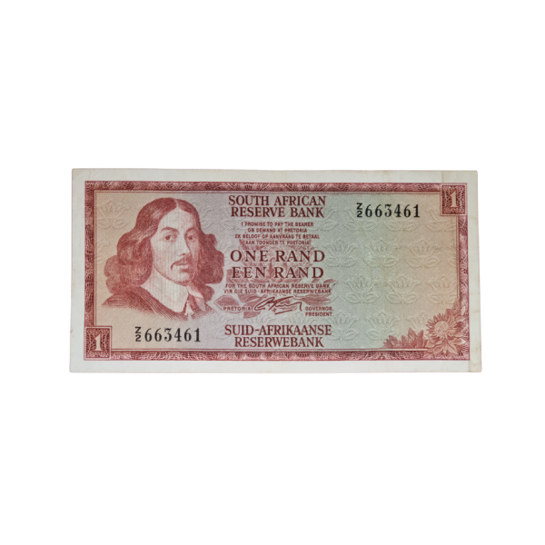 South African Reserve Bank One Rand 1966 Eng/Afr S/N: Z2/663461