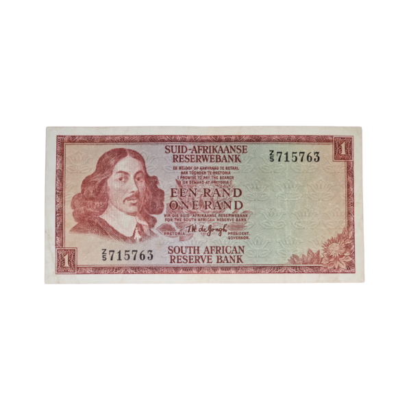 South African Reserve Bank One Rand 1967 Afr/Eng S/N: Z5/715763