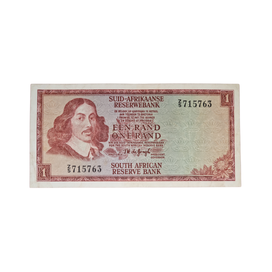 South African Reserve Bank One Rand 1967 Afr/Eng S/N: Z5/715763