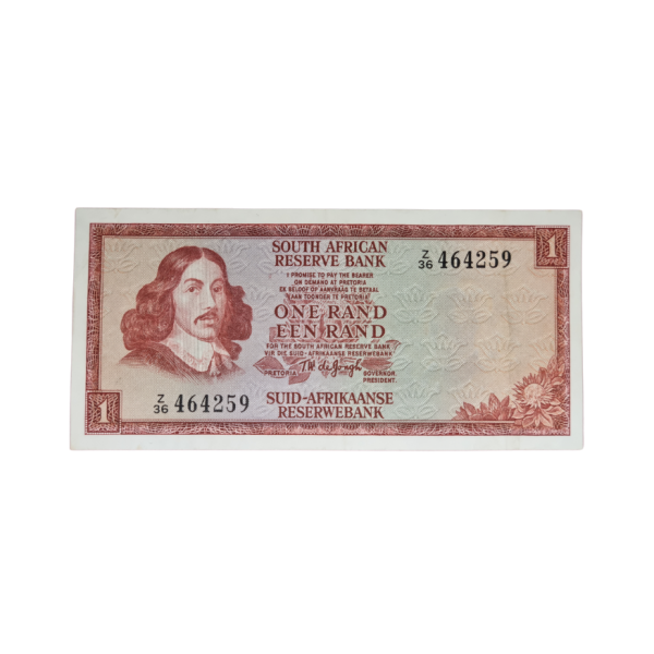 South African Reserve Bank One Rand 1975 Eng/Afr S/N: Z36/464259