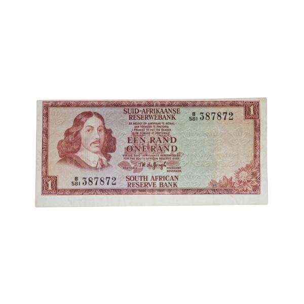 South African Reserve Bank One Rand 1972 Afr/Eng S/N: B581/387872