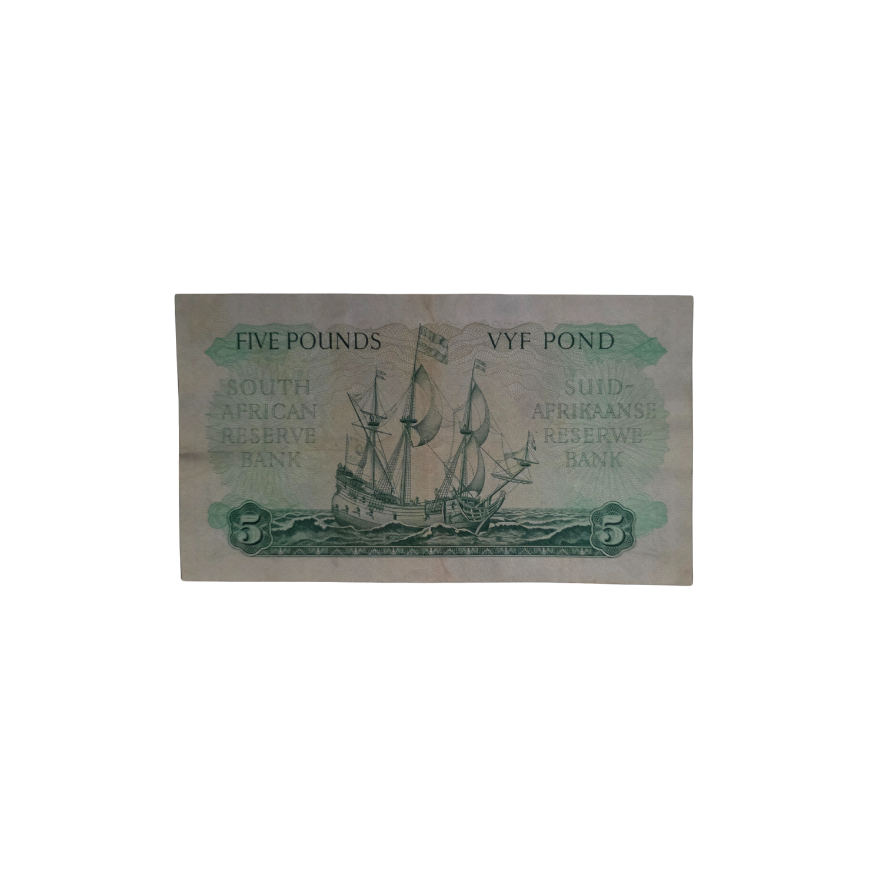 Suid-Afrikaanse Reserwe Bank Vyf Pond Afr/Eng 2/9/1950 S/N: C13/398254 - Image 2
