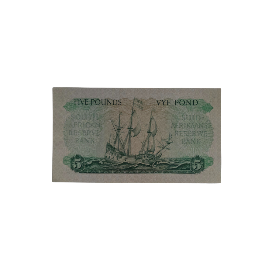 South African Reserve Bank Five Pounds Eng/Afr 11/3/1959 S/N: C71:457253 - Image 2