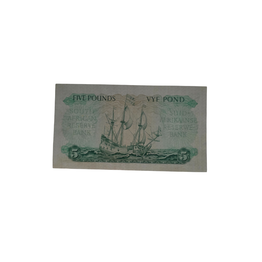 Suid-Afrikaanse Reserwe Bank Vyf Pond Afr/Eng 18/2/1959 S/N: C70/367361 - Image 2