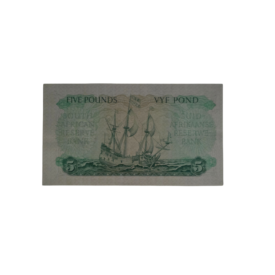 South African Reserve Bank Five Pounds Eng/ Afr 13/11/1958 - UNC S/N: C67/263889 - Image 2