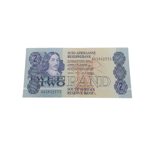 Suid-Afrikaanse Reserwe Bank Twee Rand Afr/Eng 1990 UNC S/N: AA5852775