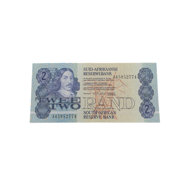 Suid-Afrikaanse Reserwe Bank Twee Rand Afr/Eng 1990 UNC S/N: AA585774