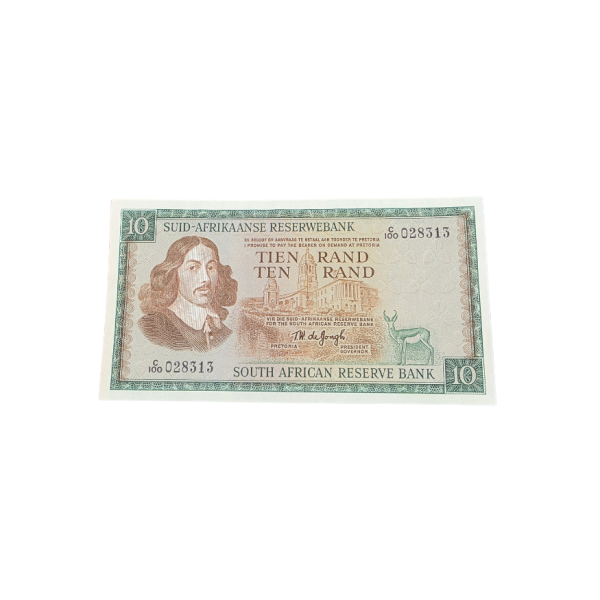 Suid-Afrikaanse Reserwe Bank Tien Rand Afe/Eng 1967 S/N: C100/028313