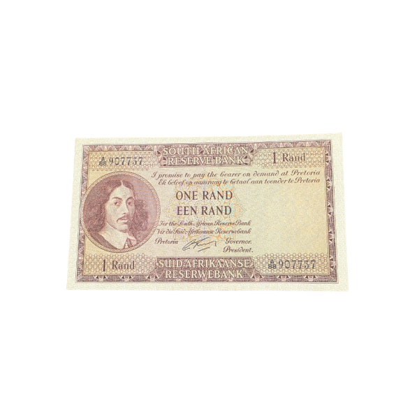 South African Reserve Bank One Rand Eng/Afr 1962 S/N: A88/907737