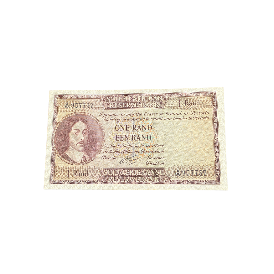 South African Reserve Bank One Rand Eng/Afr 1962 S/N: A88/907737