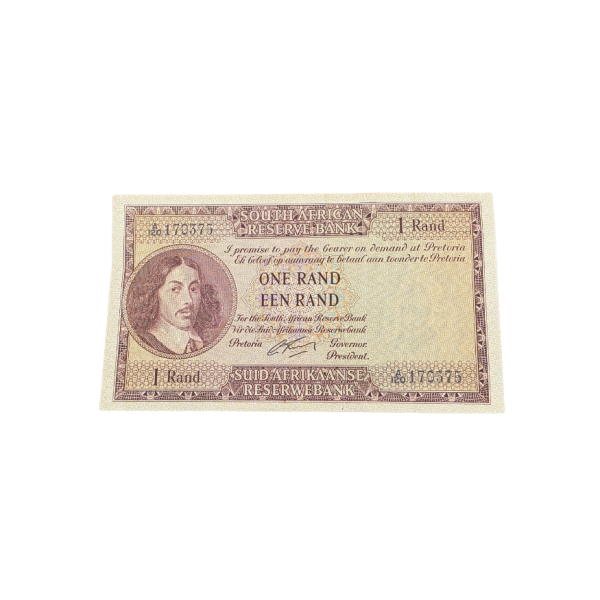South African Reserve Bank One Rand Eng/Afr 1962 S/N: A120/170375