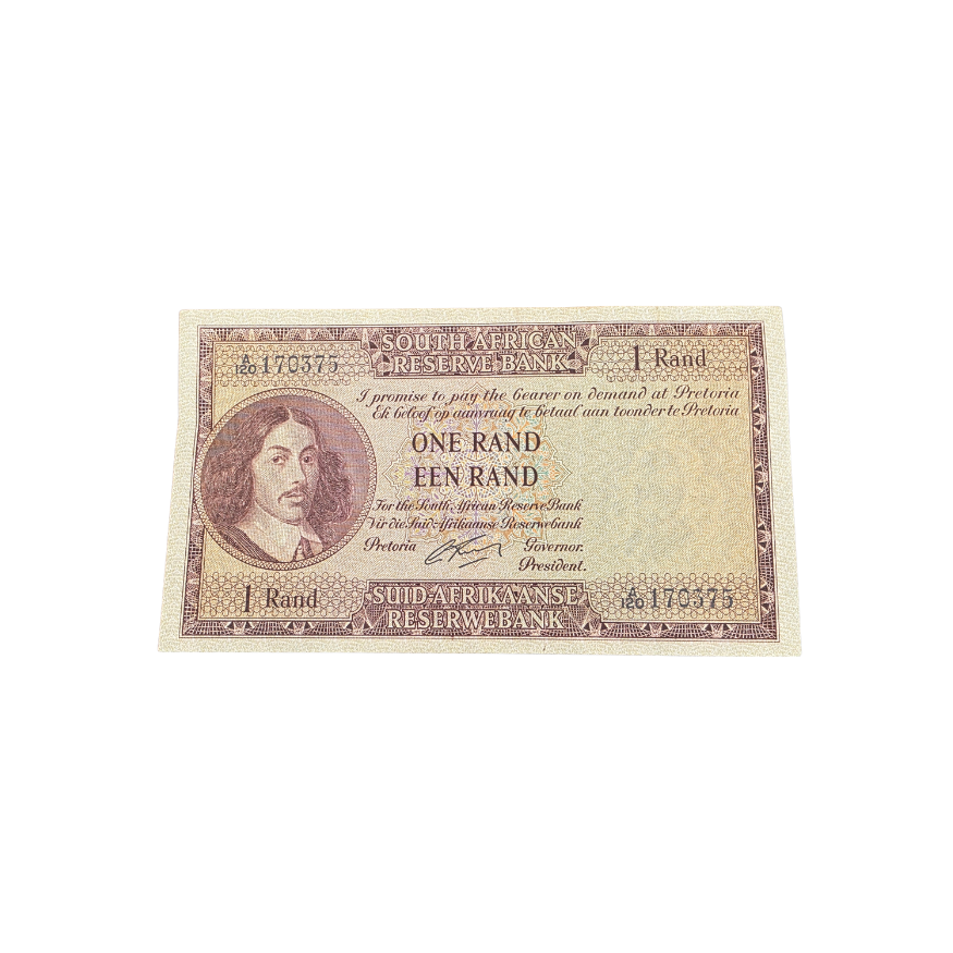 South African Reserve Bank One Rand Eng/Afr 1962 S/N: A120/170375